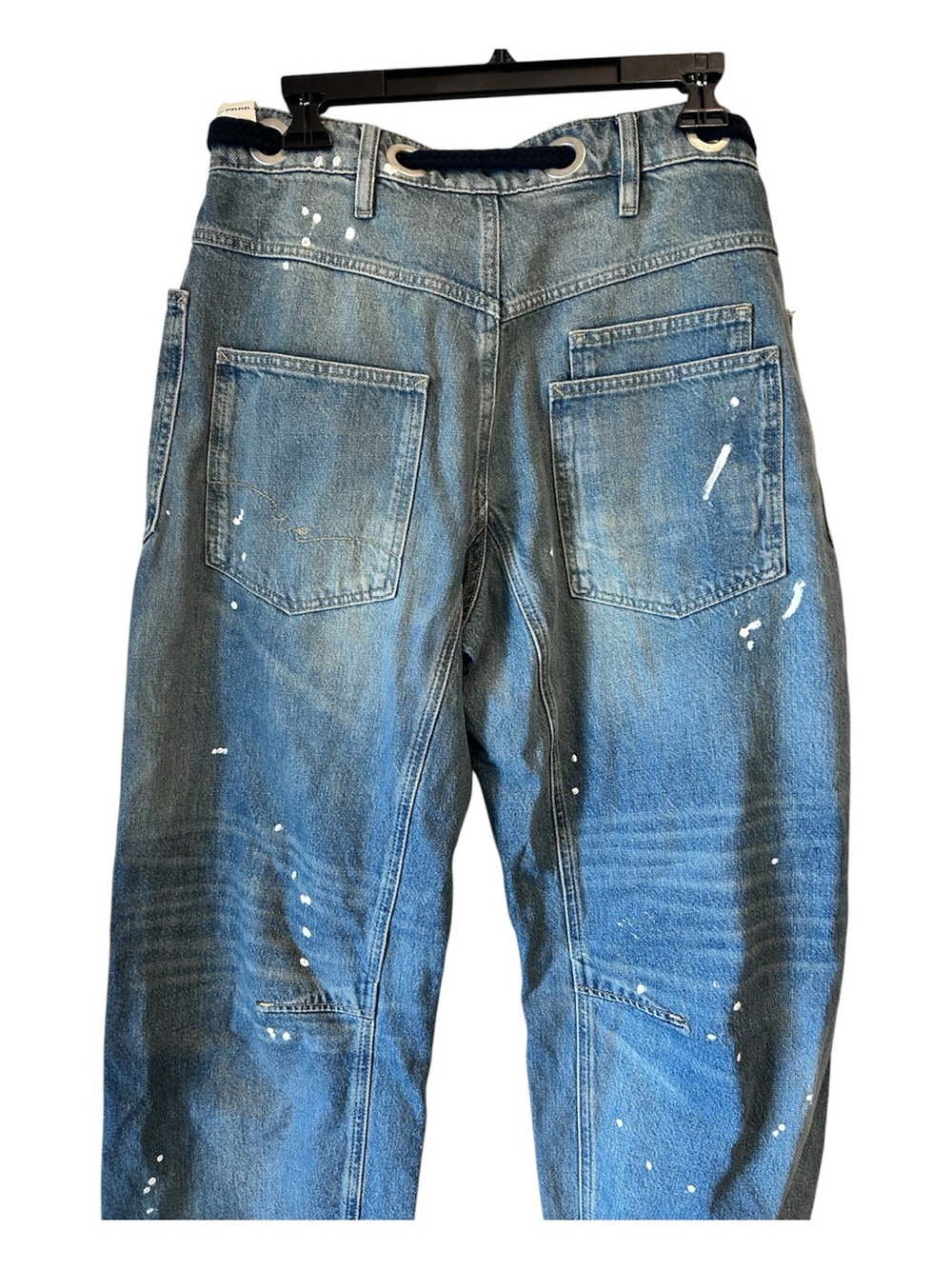 Free People We The Free Moxie Barrel Jeans Blue Paint Splatter Size 28 NWT Boho - Picture 8 of 13